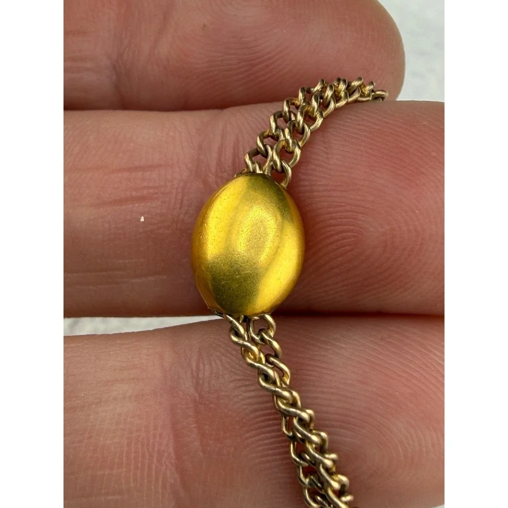 Vintage H&H Gold Filled Watch Chain Gold Tone Fancy Slider  48